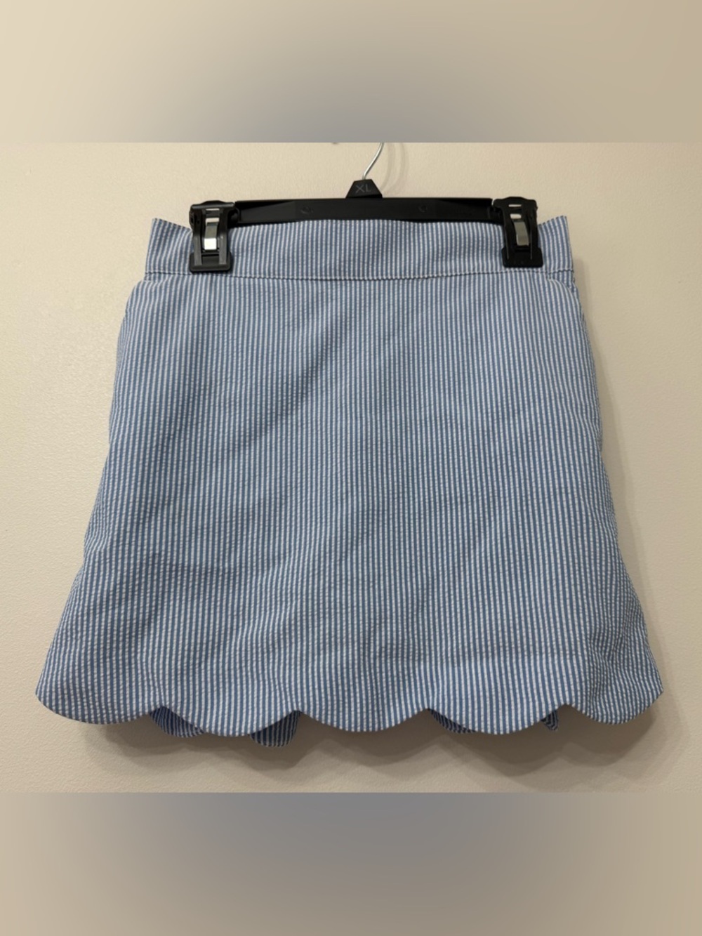Vineyard Vines Girls Blue Stripe Scallop Hem Cotton Skirt - Picture 4 of 8